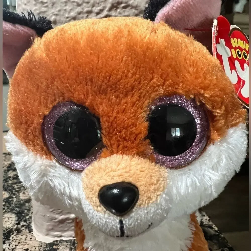 TY Beanie Boo Slick Fox Plush glitter eyes 10” 2015 Stuffed Animal